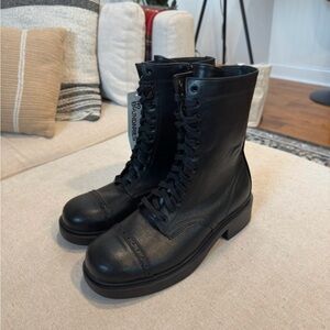 No Boundaries Lace-Up Combat Boots, Black, Sz 9W, NWT